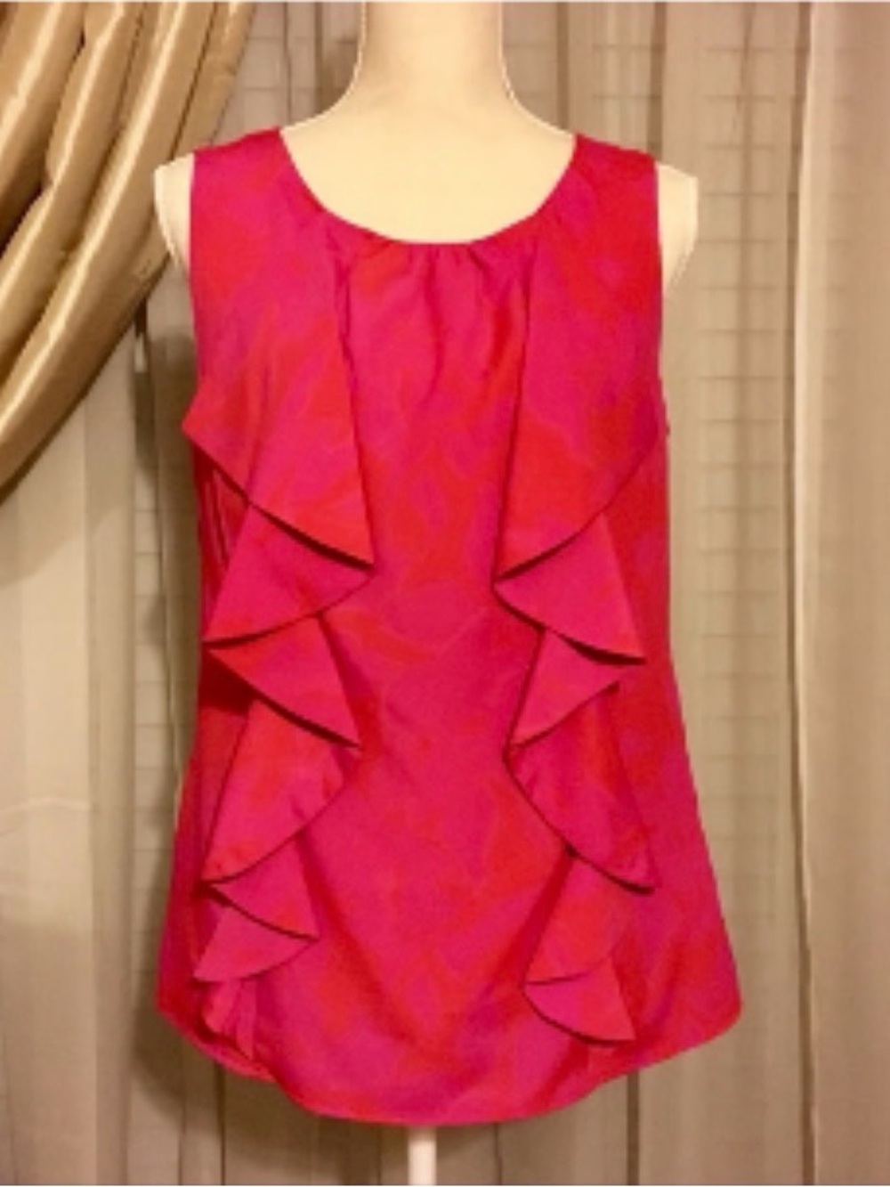 LOFT Sleeveless Ruffle Front Camisole - Hot Pink